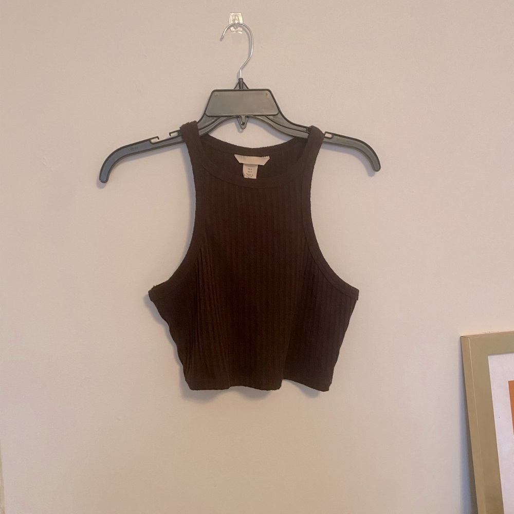 H&M Crop Tank Ribbed Brown